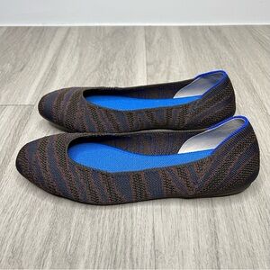 Rothy’s Sapphire Zebra Square Toe Ballet Flat Animal Print Shoes Size 9.5